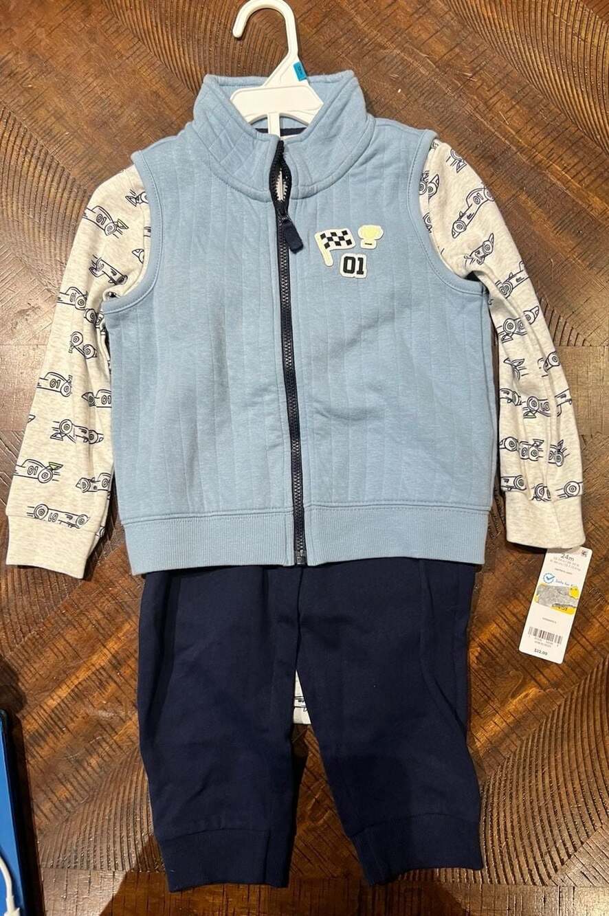 Carter's 3-Piece Car Vest, Bodysuit, and Pants Outfit Set Size 24M